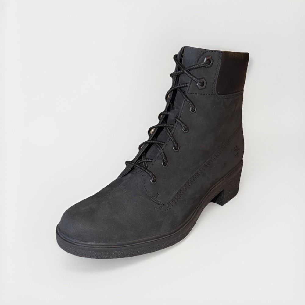 Timberland Women's Brinda Lace-Up Black Nubuck Leather Boots Size 7.5